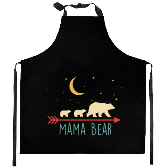 Mama Bear with 2 Cubs Retro Mother's Day Kitchen Aprons
