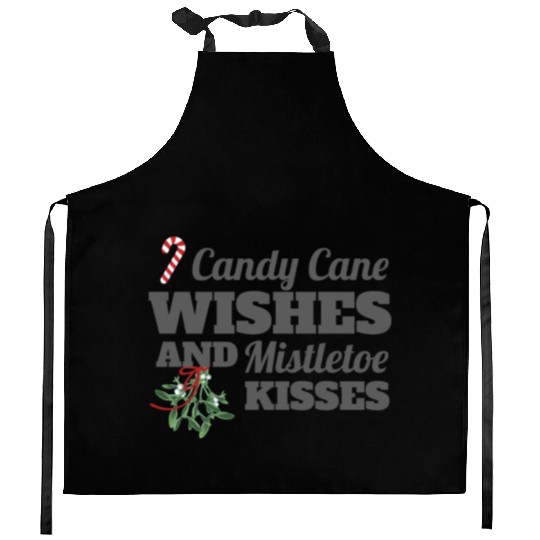 Candy Cane Wishes and Mistletoe Kisses Christmas Kitchen Aprons