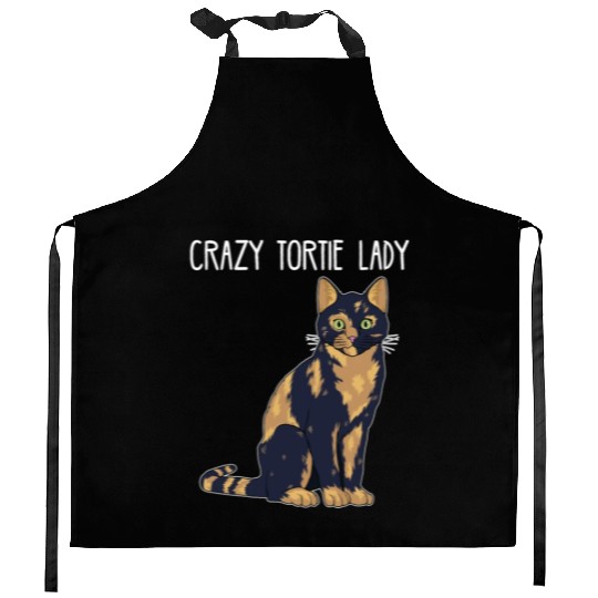 Crazy Tortie Lady Tortoise Shell Cat Owner graphic Kitchen Aprons
