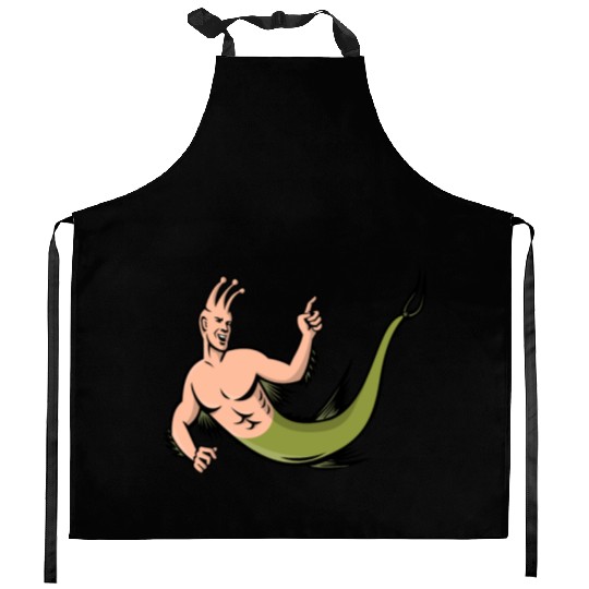 Sea Monkey Pointing Mascot Kitchen Aprons