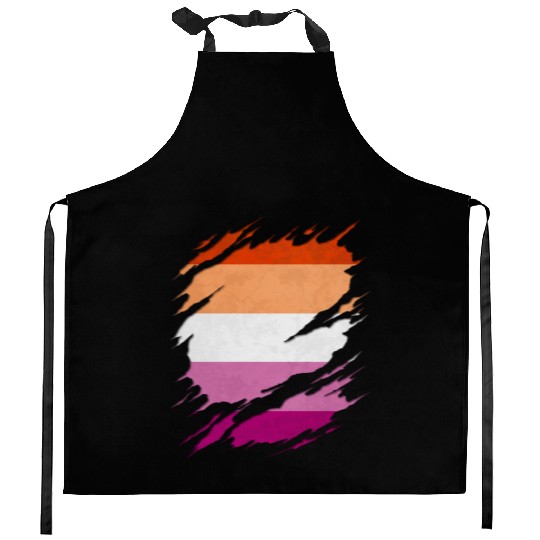 Lesbian Pride Flag Ripped Reveal Kitchen Aprons