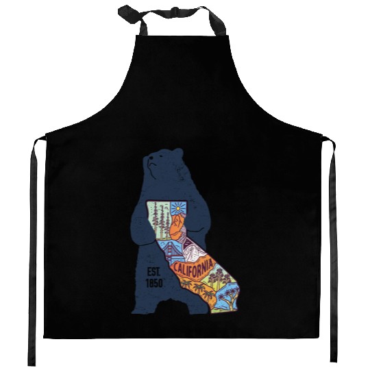 Vintage California Bear EST 1850 Kitchen Aprons