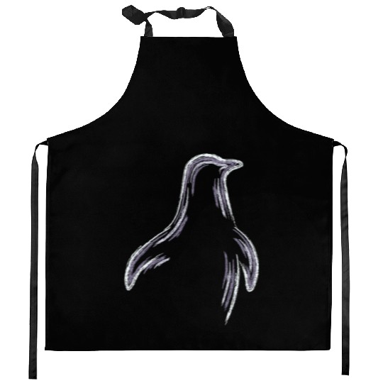 Penguin Chalk Drawing Kitchen Aprons