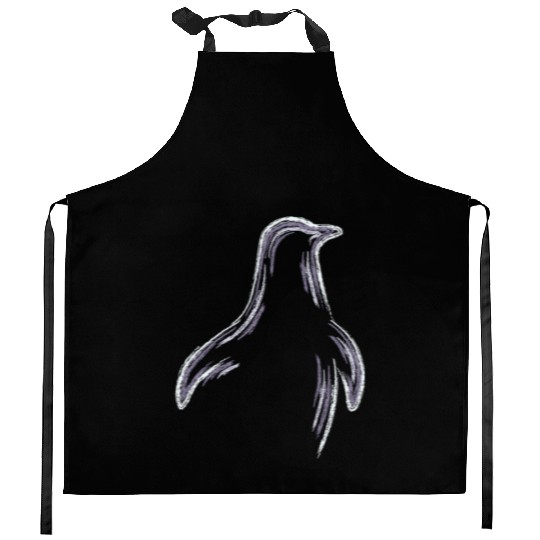 Penguin Chalk Drawing Kitchen Aprons