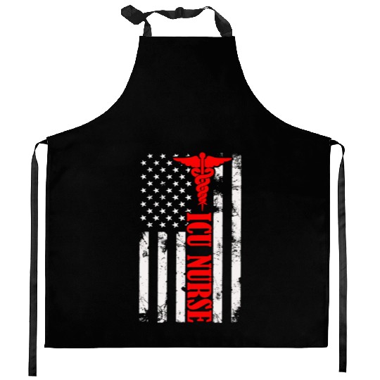 ICU Nurse Gift Registered Nurse Nursing July 4th Kitchen Aprons