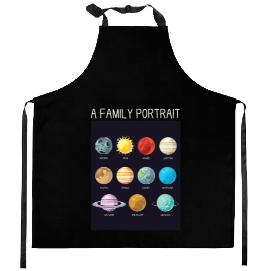 Outer Space Nerd Solar System Planets Sun Moon Kitchen Aprons