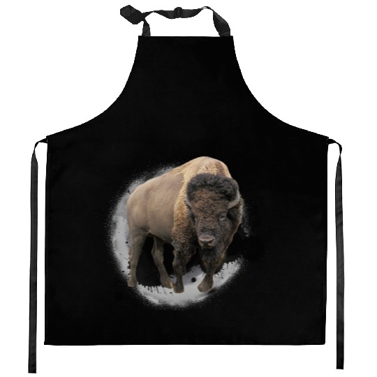 Bison Buffalo Cattle Design Illustration Gift Kitchen Aprons