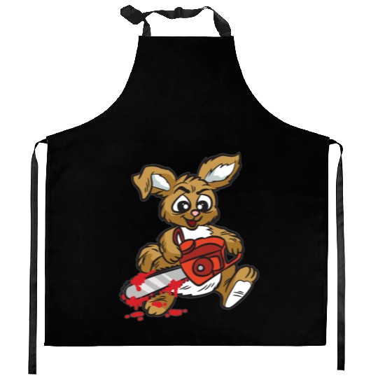 BAD BUNNY WITH CHAINSAW Kitchen Aprons