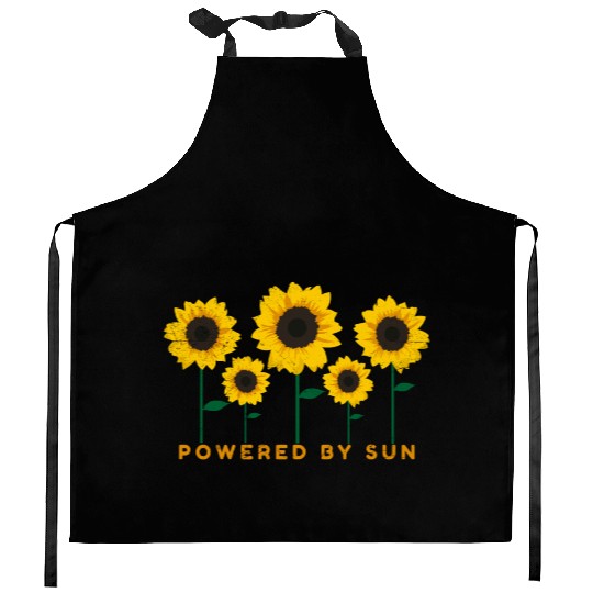 Sunflower Powered By Sun Summer Gift Idea Kitchen Aprons