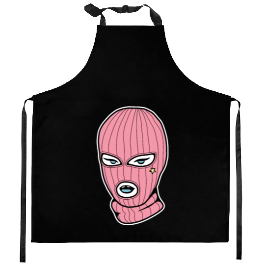 Pink ski mask balaclava Rosa Girlie woman Kitchen Aprons