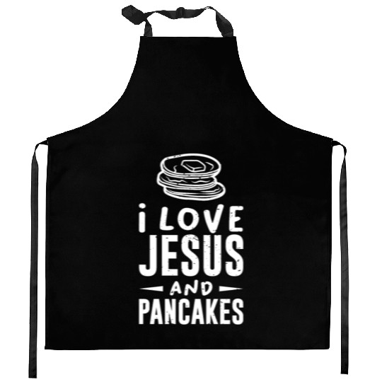 Christian Faith I love Jesus and Pancakes Gift Kitchen Aprons