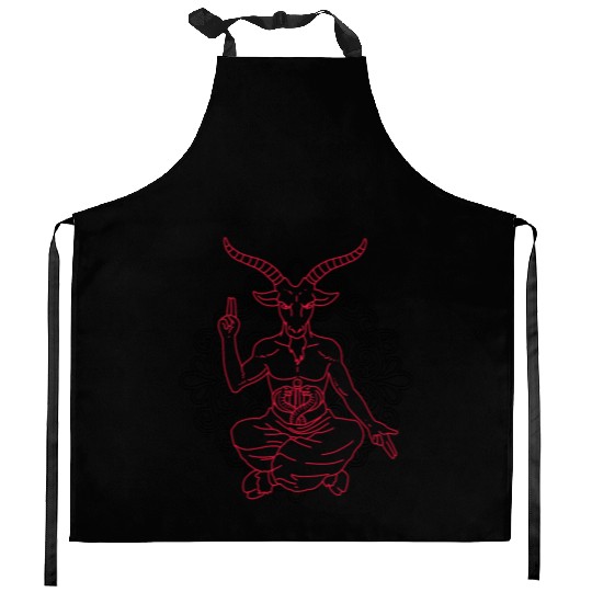 Horned Devil Black Goat Baphomet Tarot Card Satan Kitchen Aprons