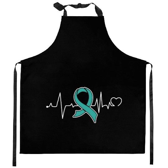 Heart beat- Ovarian Cancer Awareness Kitchen Aprons