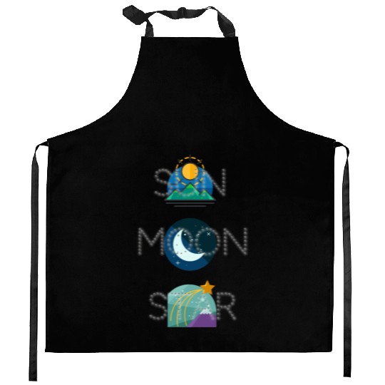 sun moon and star Kitchen Aprons