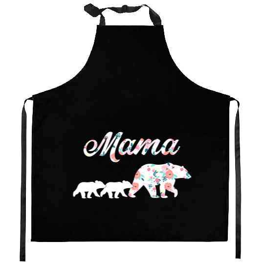 Floral Mama Bear Mom of 2 Mama Bear and Cubs Kitchen Aprons