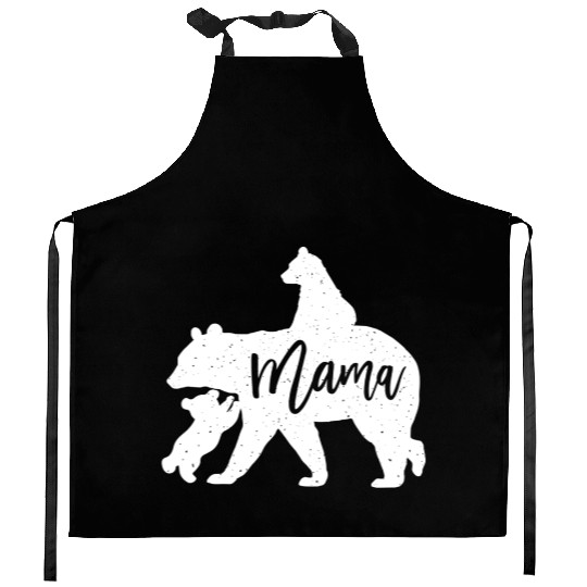 Mama Bear 2 Baby Bear Cubs Playing Riding on Back Kitchen Aprons