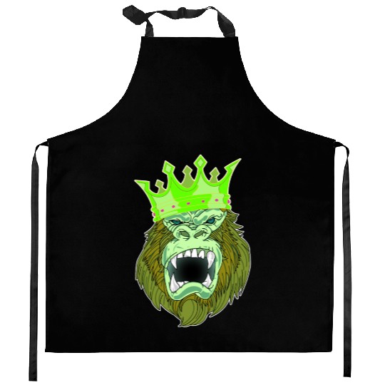 neon green Gorilla Jungle King Kitchen Aprons