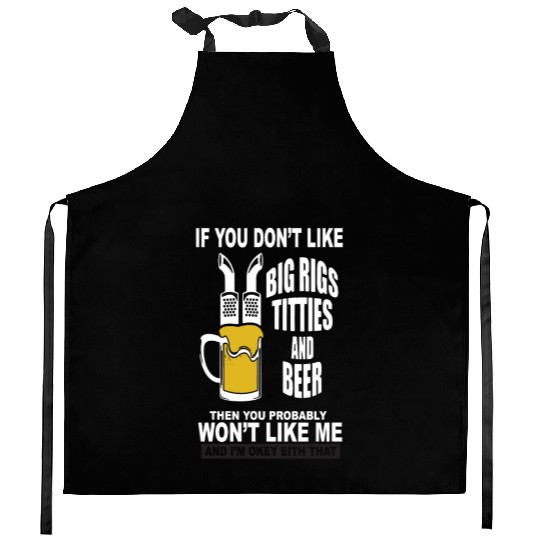 Trucker Big Rigs Titties Beer Kitchen Aprons