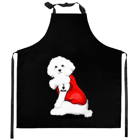 Bichon frise I Love Mom Tattoo Kitchen Aprons