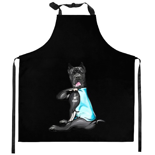 Cane Corso Tattoos I Love Dad Sitting Gift Father Kitchen Aprons