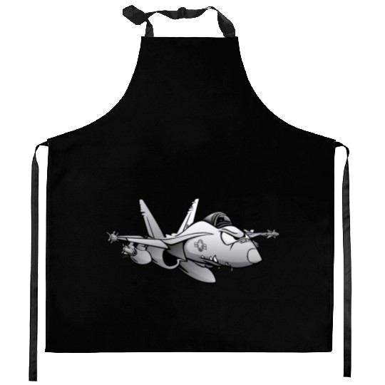 Military Fighter Attack Jet Airplane Cartoon Kitchen Aprons