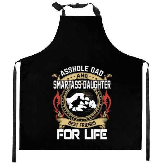 asshole dad and smartass daughter Kitchen Aprons