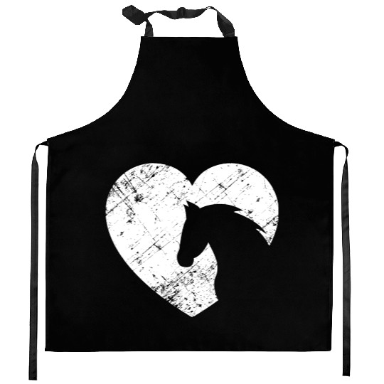 Heart with horse head Kitchen Aprons