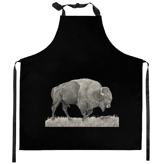 Buffalo Drawing Kitchen Aprons