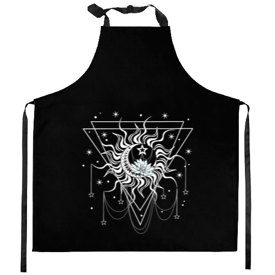 sun moon star Kitchen Aprons