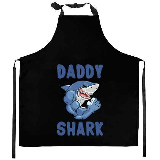 Daddy Shark Muscles Training Bodybuilding for Dad Kitchen Aprons