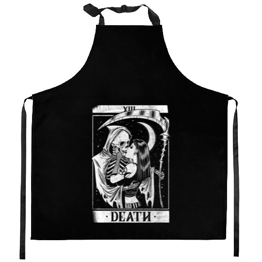 Blackcraft Death the Grim Reaper Kiss Tarot Card Kitchen Aprons