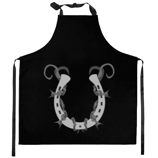 Horseshoe Wrapped in Barbed Wire Kitchen Aprons