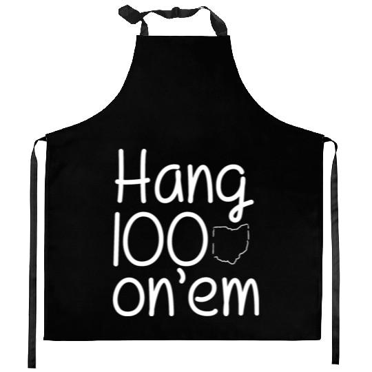Hang 100 On Em college football funny Kitchen Aprons