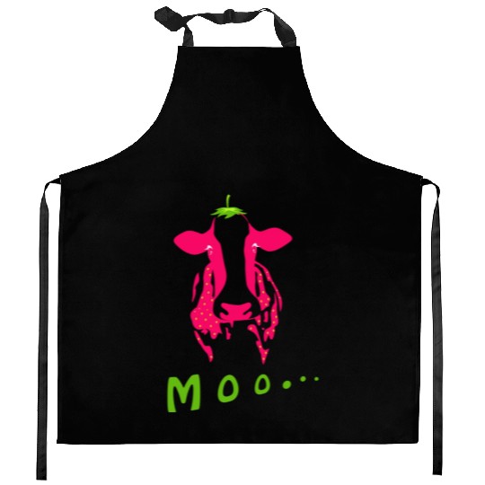 Strawberry cow, Strawberry cow pink, pink cow Kitchen Aprons