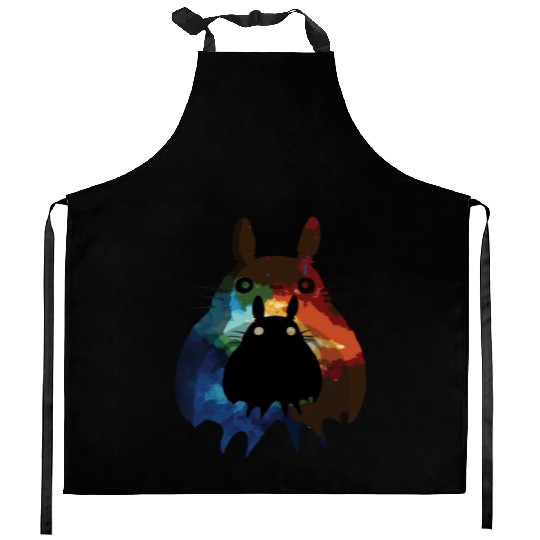 Totoro Watercolor Silhouette Fantasy Fictional Kitchen Aprons