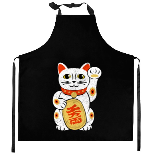 Japan Lucky Cat Japanese Maneki Neko Good Luck Cha Kitchen Aprons