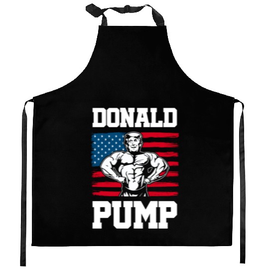 Donald Pump Trump Workout Patriotic Fitness Gym Fu Kitchen Aprons
