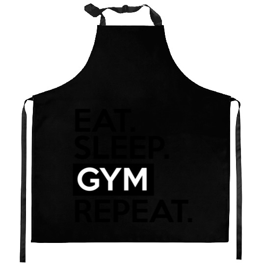 Eat Sleep Gym Repeat, fitness, workout, exercise Kitchen Aprons