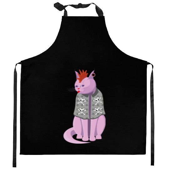 Punk Rock Cat Kitchen Aprons