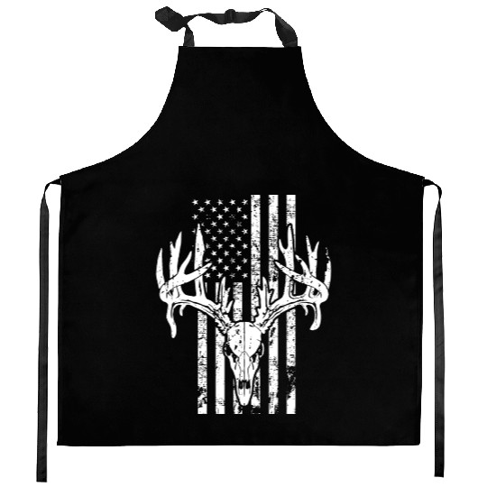 Deer Hunting USA Flag Kitchen Aprons