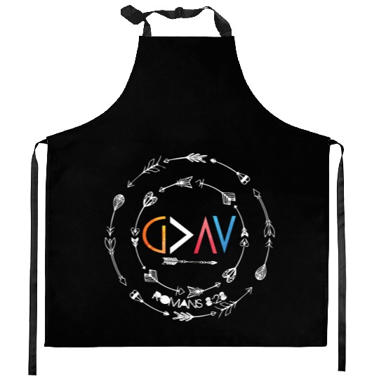 Romans 8 28 God is Great Religious Christian Gifts Kitchen Aprons