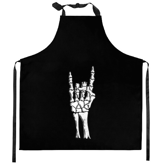 Skeleton Hand Devil Horns Hand Sign Halloween Gift Kitchen Aprons