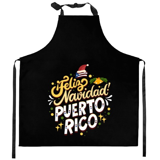 Feliz Navidad Puerto Rico - Merry Christmas Kitchen Aprons