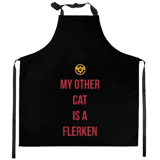 Captain Marvel My Other Cat Is A Flerken Bold Logo Kitchen Aprons