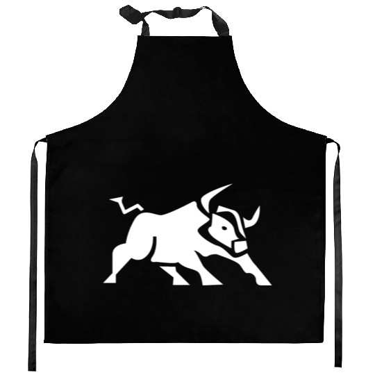 Charging Bull Icon White Kitchen Aprons