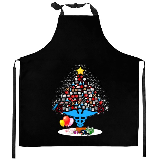 Medical Tools Christmas Tree Funny Nurse Christmas Kitchen Aprons