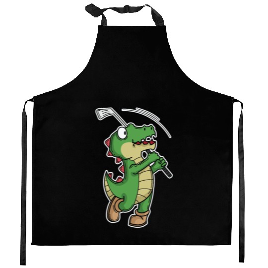 Tyrannosaurus-Rex Crocodile plays Golf Kitchen Aprons