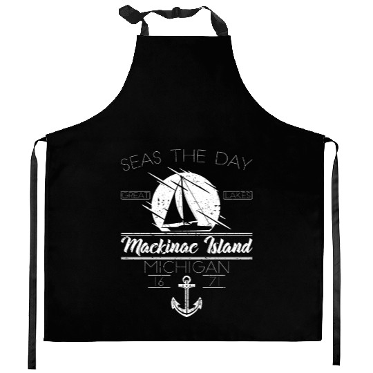 Mackinac Island MI Vintage Nautical SailBoat Kitchen Aprons
