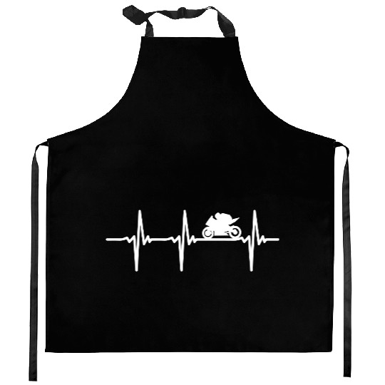 Heartbeat Motorcycle Line Kitchen Aprons