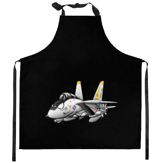 F-14 Tomcat Military Fighter Jet Aircraft Cartoon Kitchen Aprons